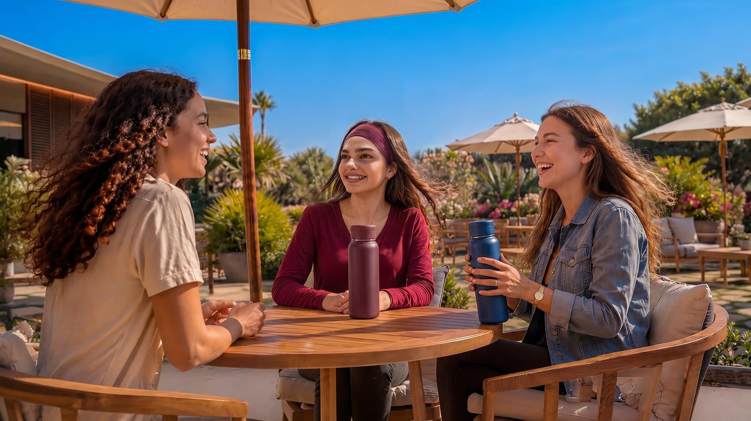 Friends at a Yas Island café